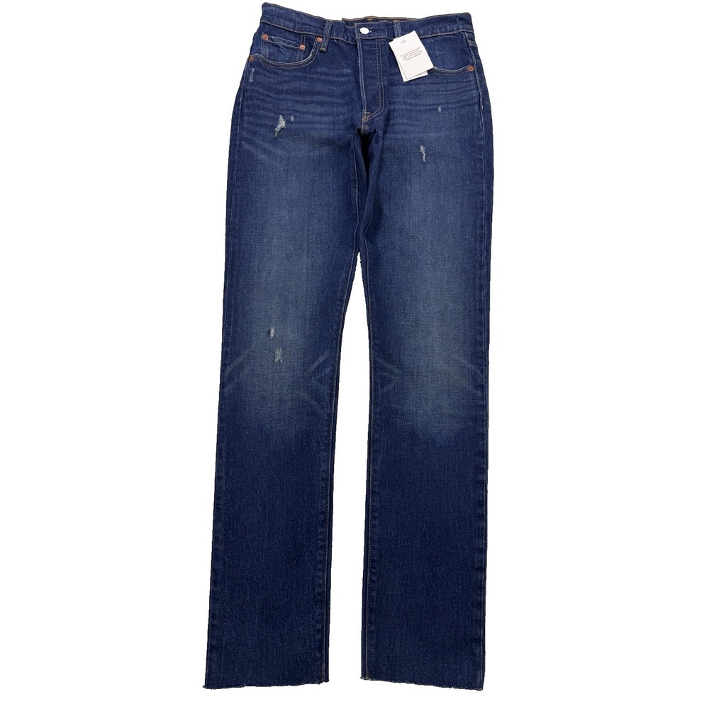 Levis 501 S Jeans Women 29x32 Blue Skinny Stretch Raw Hem Distress Denim NWT